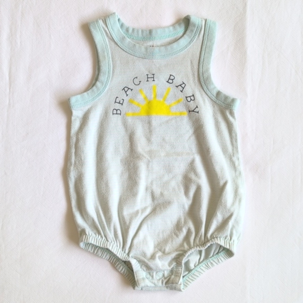 cat & jack beach baby soft striped sleeveless bubble romper 6-9 months baby boy